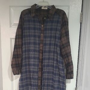 Plaid Long Sleeve Shirt Dress